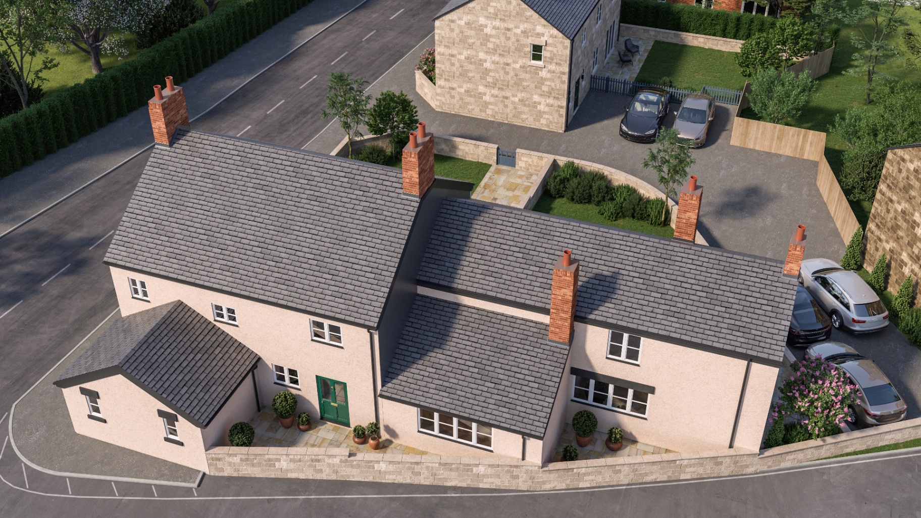 Aerial view of Gate Inn Mews development